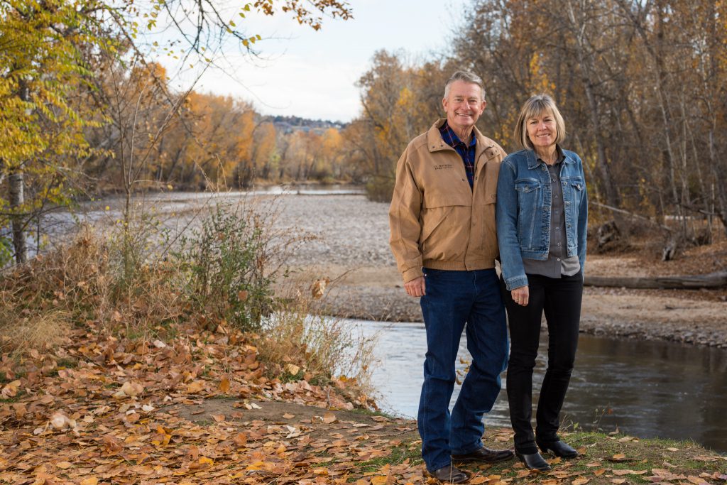 Governor Brad Little & First Lady Teresa Soulen Little posting by river